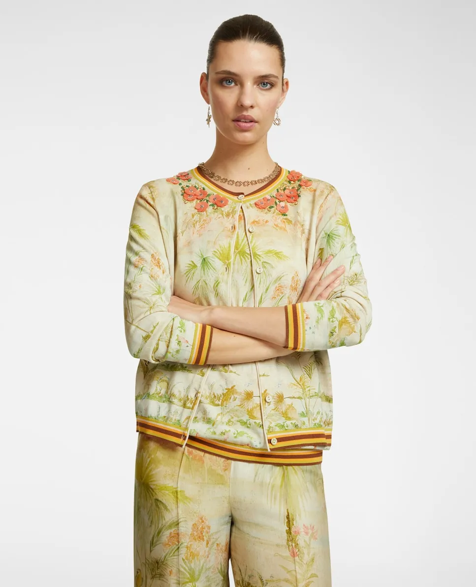 Женский кардиган с цветочной вышивкой Elena Miró, бежевый 
Женский кардиган с цветочной вышивкой Elena Miró, бежевый