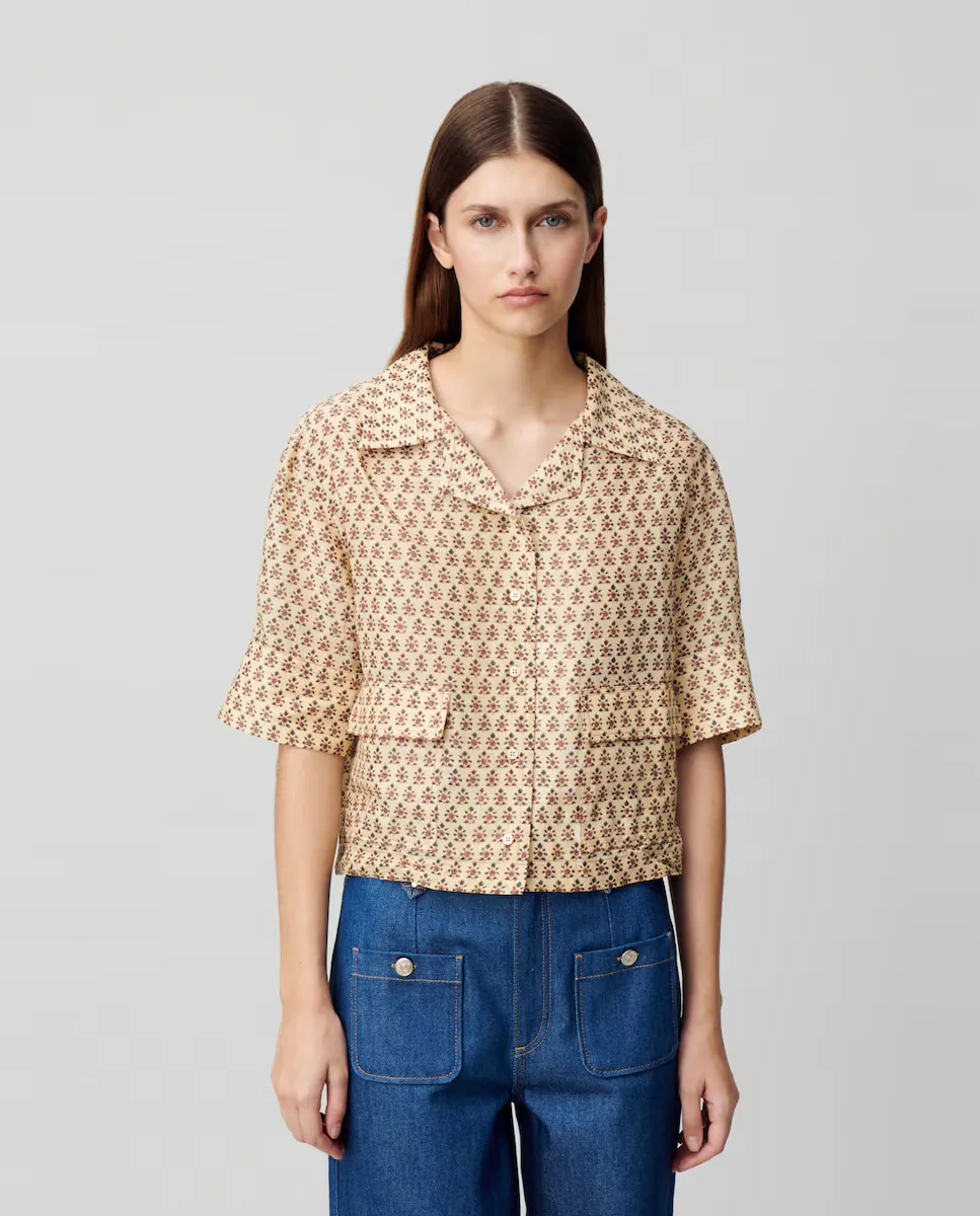 Женская короткая рукавная рубашка с принтом Claudie Pierlot, бежевый
Женская короткая рукавная рубашка с принтом Claudie Pierlot, бежевый