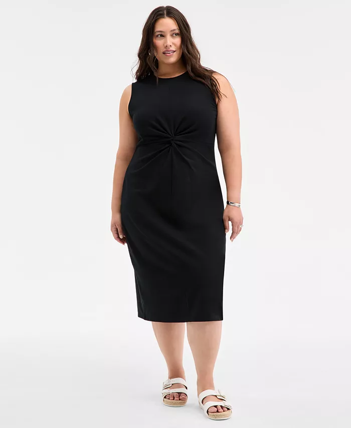 Модное вязаное миди-платье с полосками и узлом спереди для плюс-сайз On 34th, черный
Модное вязаное миди-платье с полосками и узлом спереди для плюс-сайз On 34th, черный