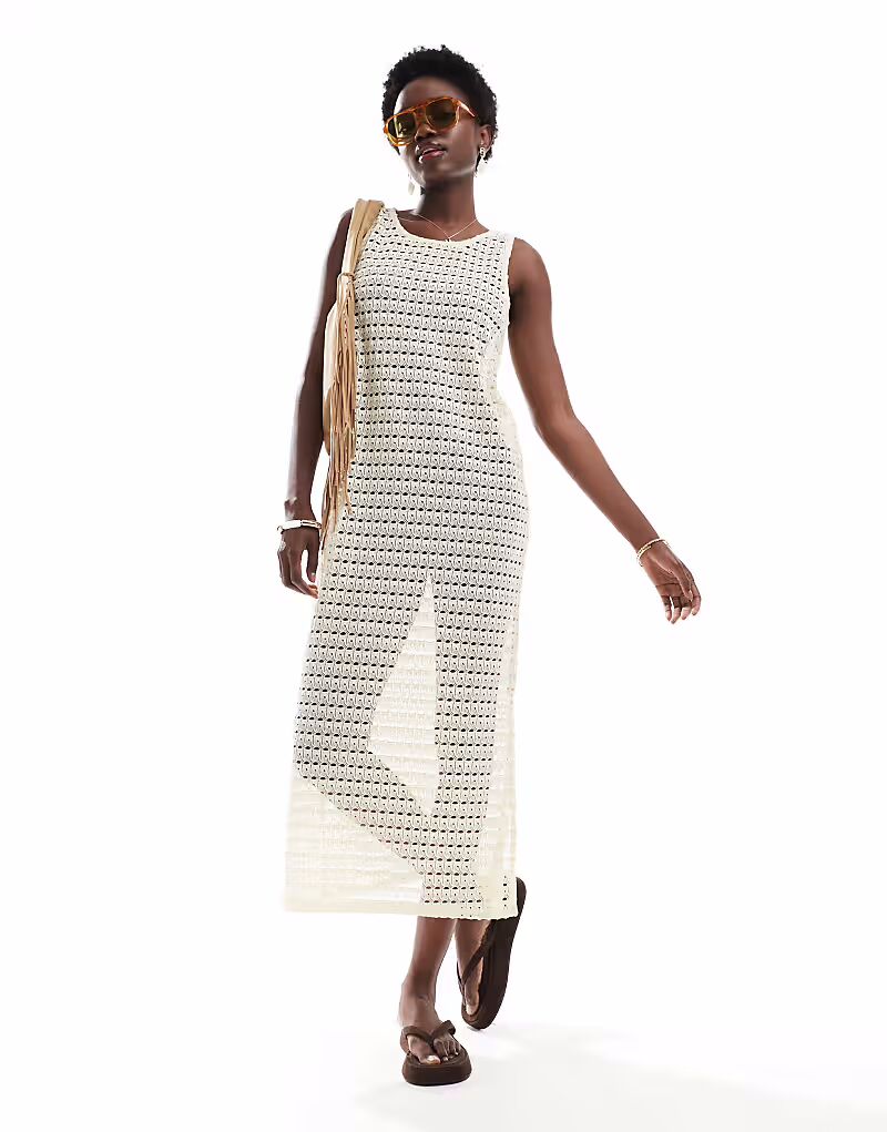 Длинное платье-футляр из ажурной вязки кремового цвета Pieces
Длинное платье-футляр из ажурной вязки кремового цвета Pieces