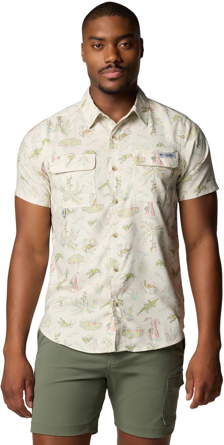 Рубашка Columbia Mens PFG Uncharted с коротким рукавом и принтом, Stone Everglades
Рубашка Columbia Mens PFG Uncharted с коротким рукавом и принтом, Stone Everglades