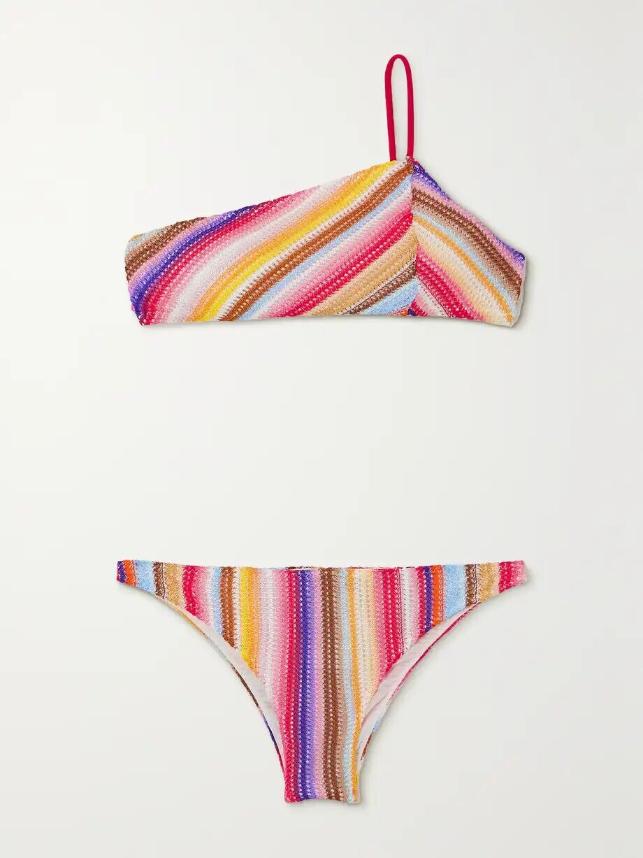 Бикини крючком в полоску на одно плечо Mare Missoni, красный
Бикини крючком в полоску на одно плечо Mare Missoni, красный