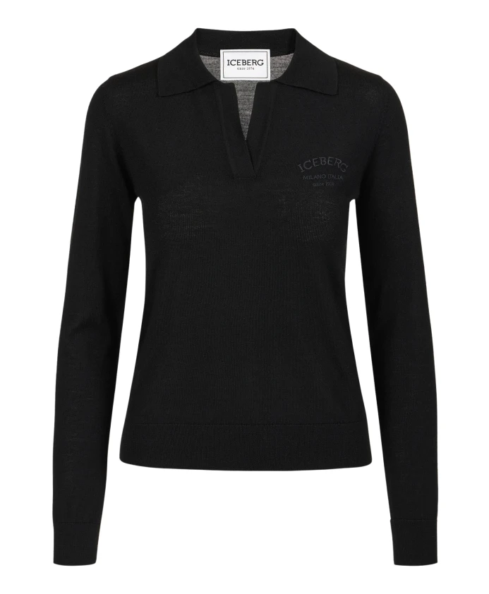 Рубашка-Поло с длинными рукавами из сверхтонкой мериносовой шерсти. Iceberg, черный
Рубашка-Поло с длинными рукавами из сверхтонкой мериносовой шерсти. Iceberg, черный