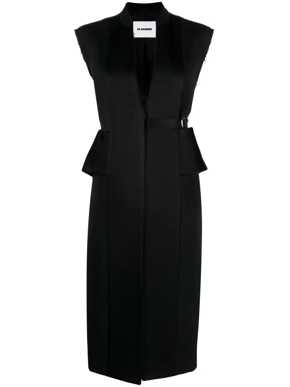Длинный жилет с поясом JIL SANDER, черный 
Длинный жилет с поясом JIL SANDER, черный