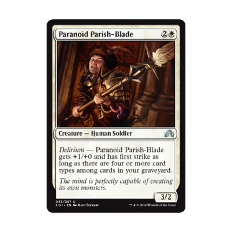 CCG Параноидальный Пэриш-Блейд (U), MTG - Shadows Over Innistrad
CCG Параноидальный Пэриш-Блейд (U), MTG - Shadows Over Innistrad