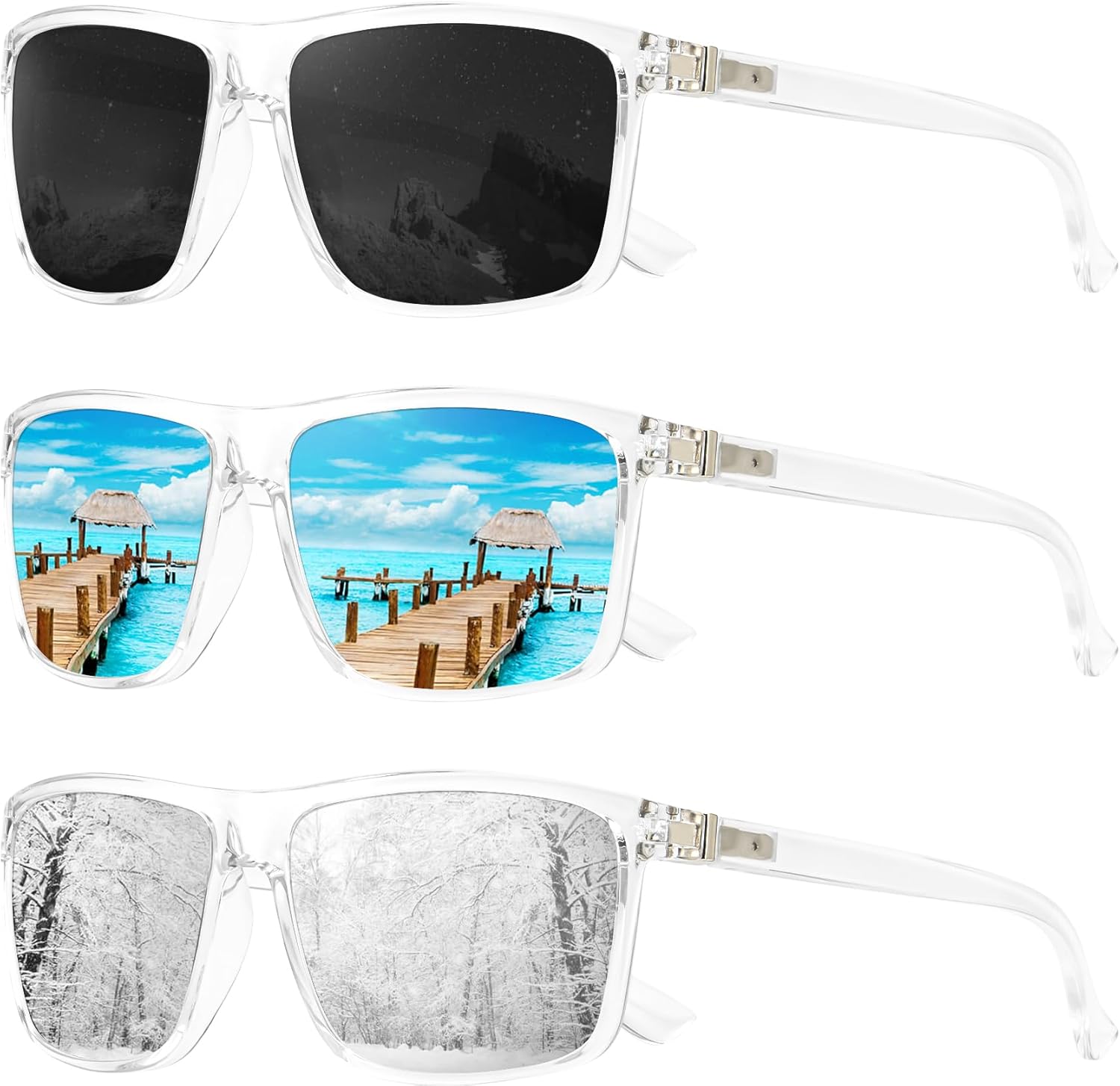 Поляризованные солнцезащитные очки KALIYADI для мужчин и женщин, мужские солнцезащитные очки с защитой от УФ-излучения для вождения, рыбалки, гольфа (3 шт.), (3 Pack) Clear Frame|black/Ice Blue/Silver
Поляризованные солнцезащитные очки KALIYADI для мужчин и женщин, мужские солнцезащитные очки с защитой от УФ-излучения для вождения, рыбалки, гольфа (3 шт.), (3 Pack) Clear Frame|black/Ice Blue/Silver