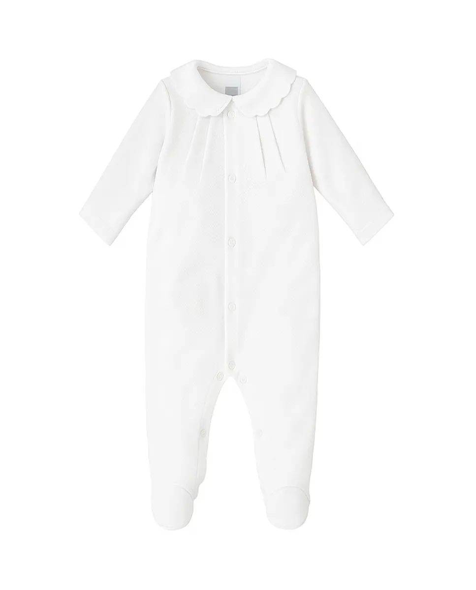 Пеленальный комбинезон для девочки с передним разрезом BABIDÚ, белый 
Пеленальный комбинезон для девочки с передним разрезом BABIDÚ, белый