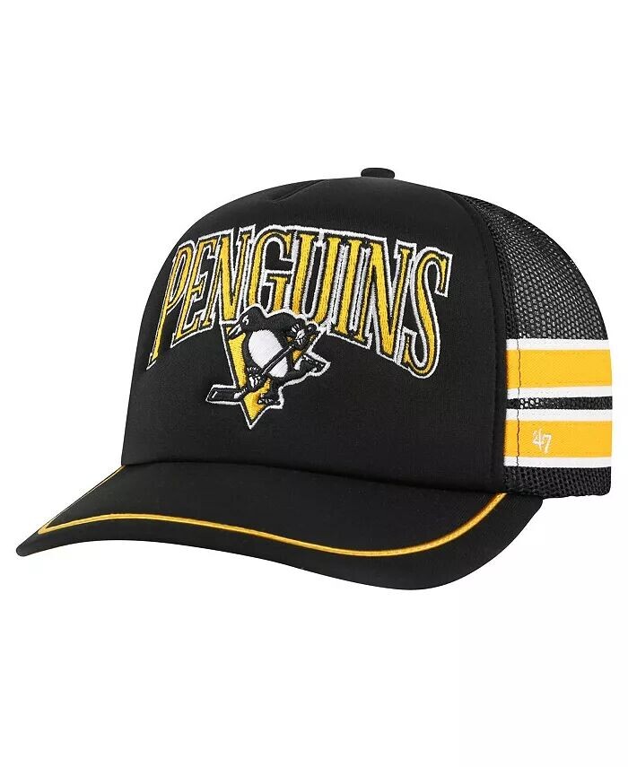 Мужская черная кепка с полосками по бокам Pittsburgh Penguins Trucker Snapback '47 Brand, черный 
Мужская черная кепка с полосками по бокам Pittsburgh Penguins Trucker Snapback '47 Brand, черный