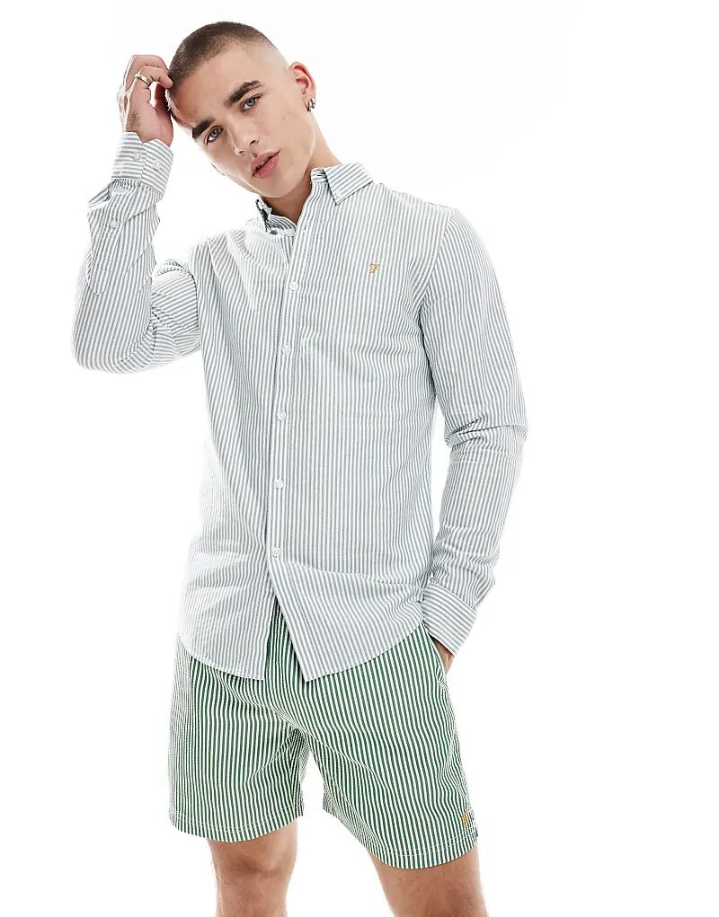 Рубашка с длинными рукавами в полоску от Фары Брюэр в зелено-белых тонах — MGREEN
Рубашка с длинными рукавами в полоску от Фары Брюэр в зелено-белых тонах — MGREEN