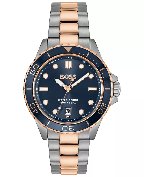 Мужские спортивные кварцевые часы Troper Sport с базовым календарем, двухцветные, из нержавеющей стали, 42 мм Hugo Boss, two-tone
Мужские спортивные кварцевые часы Troper Sport с базовым календарем, двухцветные, из нержавеющей стали, 42 мм Hugo Boss, two-tone