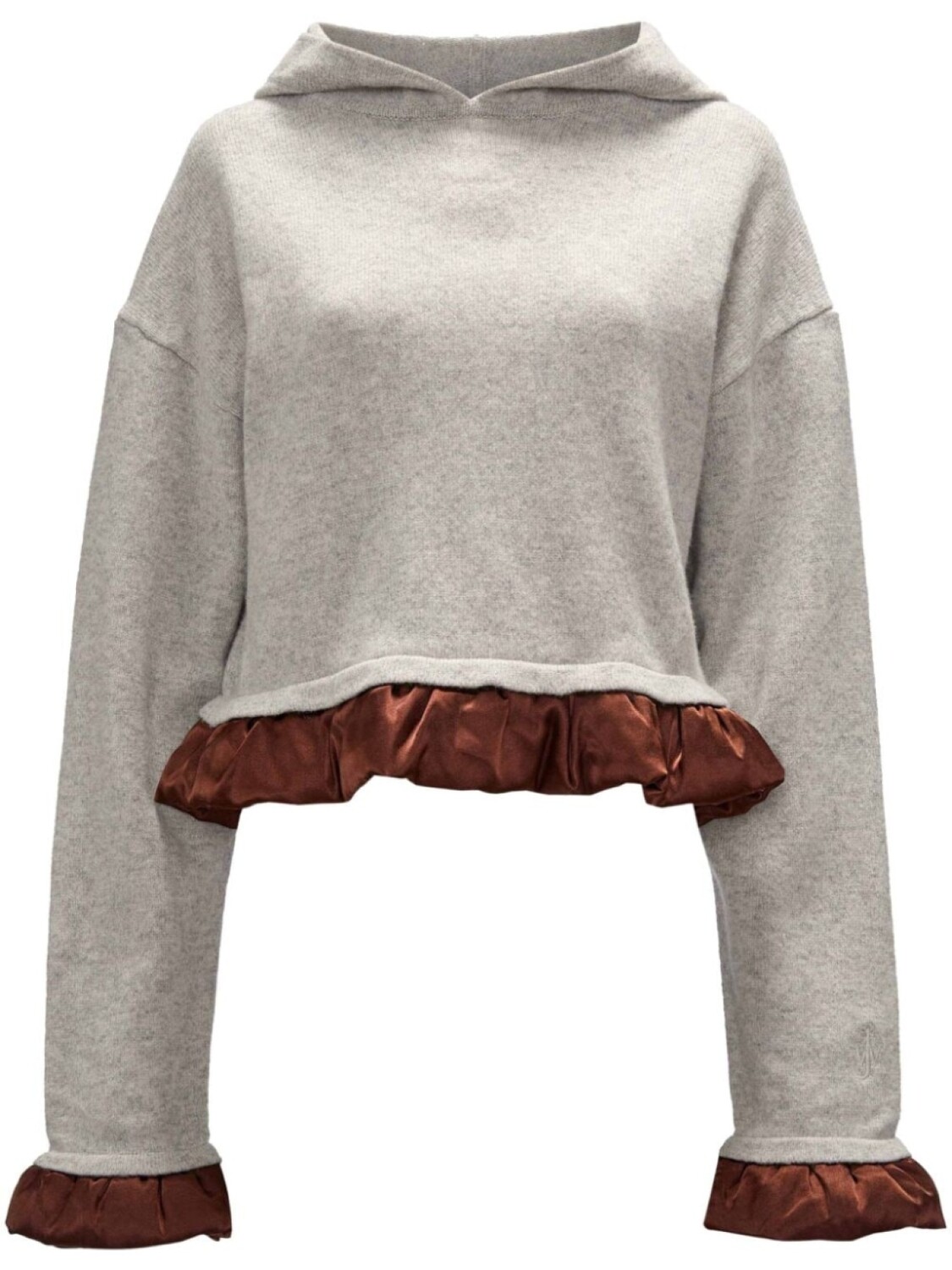 JW Anderson укороченная толстовка с капюшоном, отделанная атласом, серый
JW Anderson укороченная толстовка с капюшоном, отделанная атласом, серый