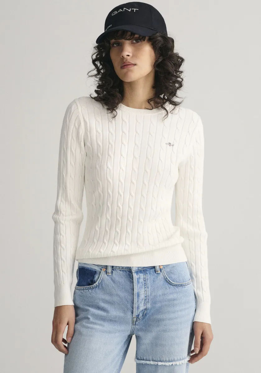 Джантовый вязаный свитер "STRETCH COTTON CABLE C-NECK" с вышитым логотипом на груди Gant, цвет Eggshell
Джантовый вязаный свитер "STRETCH COTTON CABLE C-NECK" с вышитым логотипом на груди Gant, цвет Eggshell