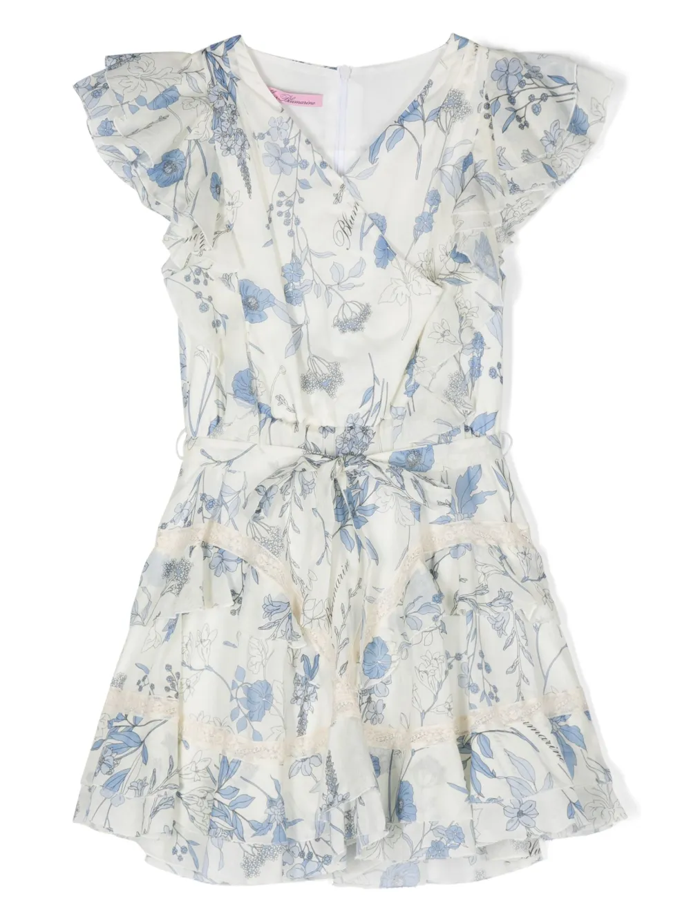 Расклешенное платье с цветочным принтом Miss Blumarine, нейтральный