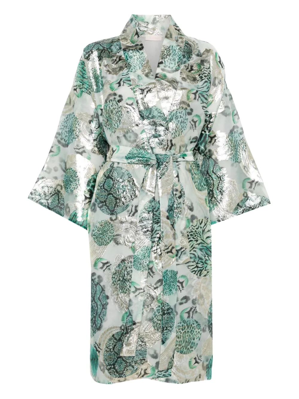 Халат средней длины с металлическим принтом Dolci Follie, зеленый
Халат средней длины с металлическим принтом Dolci Follie, зеленый