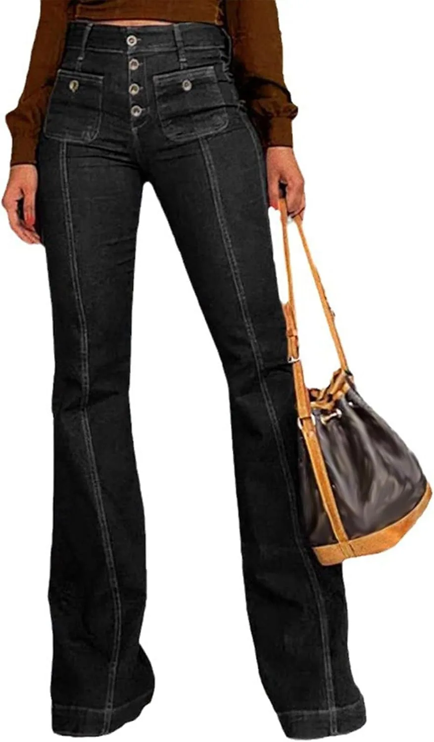 SOMTHRON женские джинсы-клеш с высокой талией на пуговицах
SOMTHRON женские джинсы-клеш с высокой талией на пуговицах