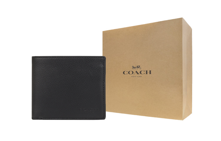 COACH Мужской бумажник из мягкой кожи черный 
COACH Мужской бумажник из мягкой кожи черный