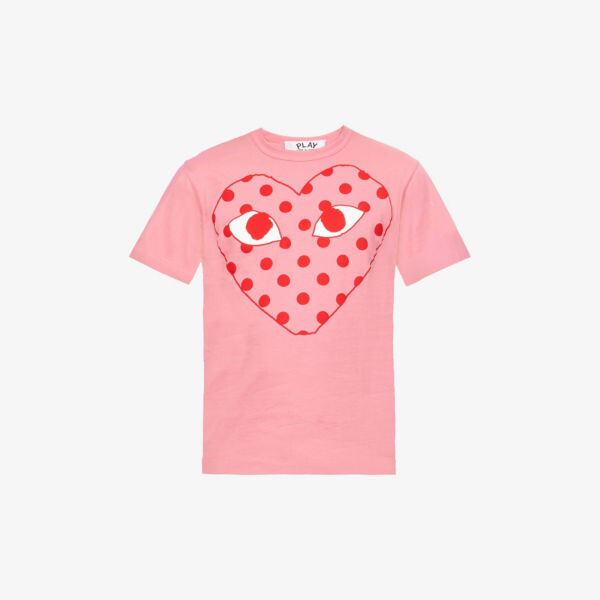 Футболка из хлопкового джерси с принтом в виде сердечек и горошка Comme des Garçons, розовый
Футболка из хлопкового джерси с принтом в виде сердечек и горошка Comme des Garçons, розовый