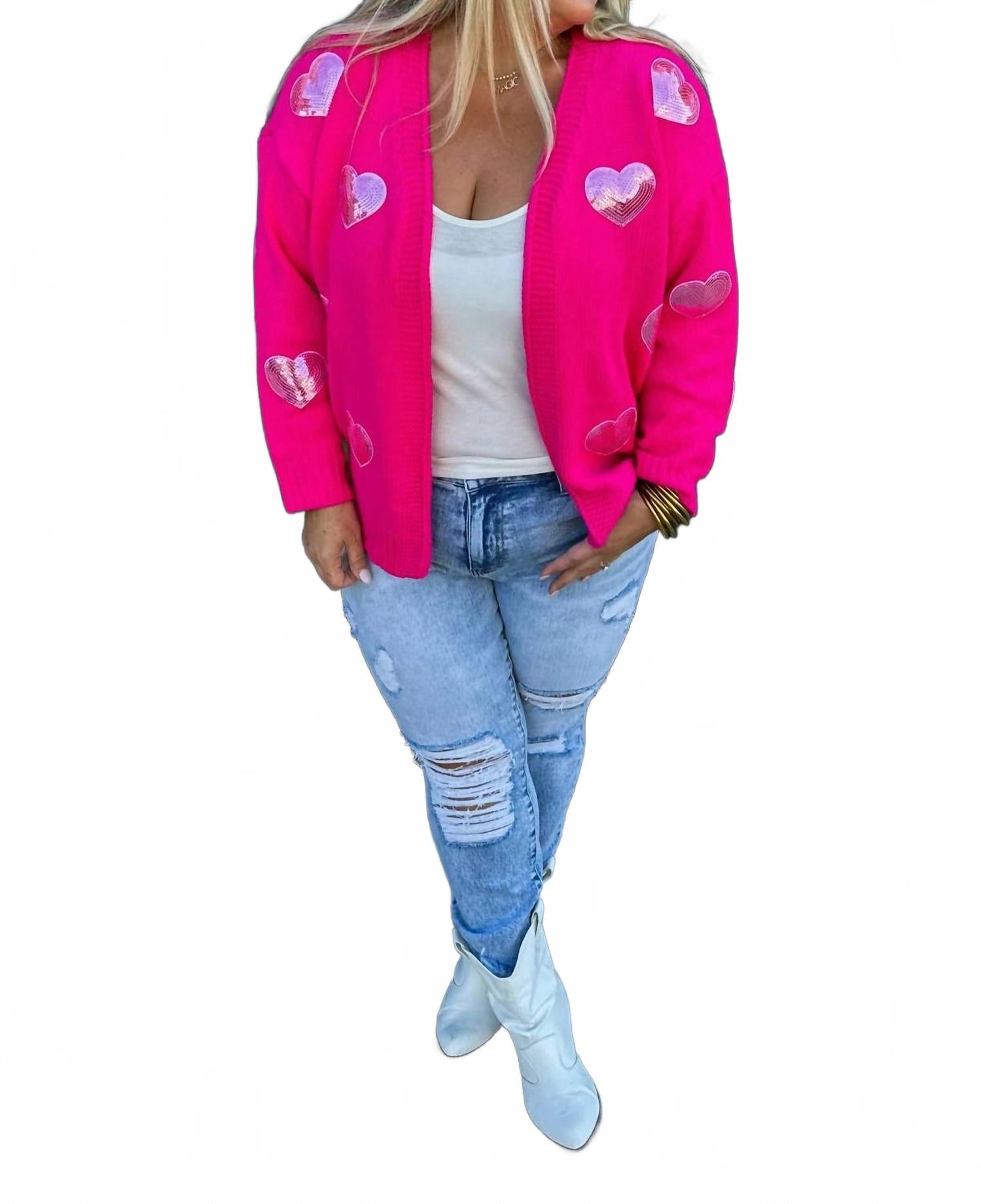 Кардиган с пайетками "Будь моей" в ярко-розовом цвете BLAKELEY
Кардиган с пайетками "Будь моей" в ярко-розовом цвете BLAKELEY
