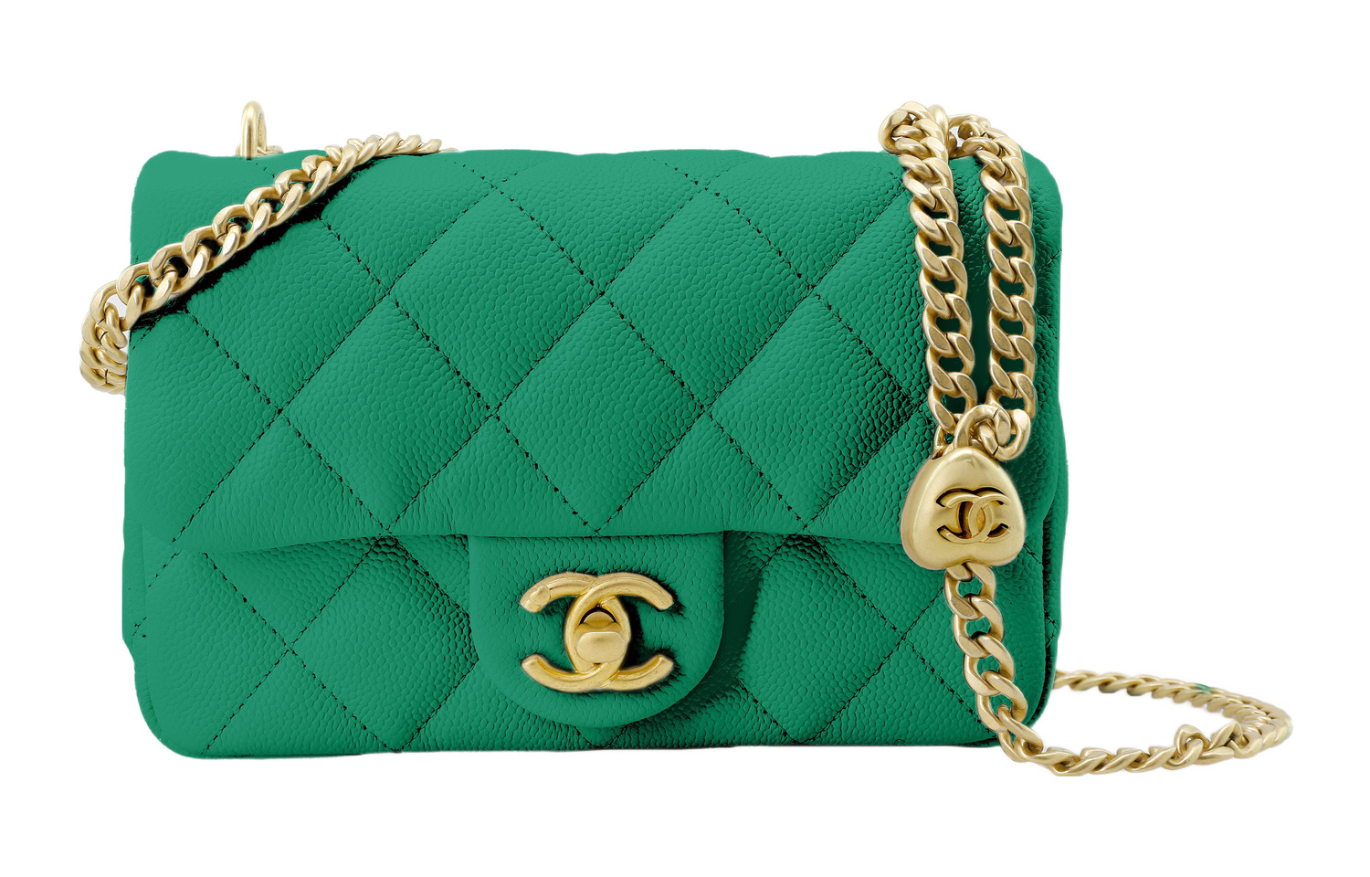23P Сумка через плечо из зелёной тиснёной кожи под личи с зернением, маленькая, женская, CHANEL
23P Сумка через плечо из зелёной тиснёной кожи под личи с зернением, маленькая, женская, CHANEL
