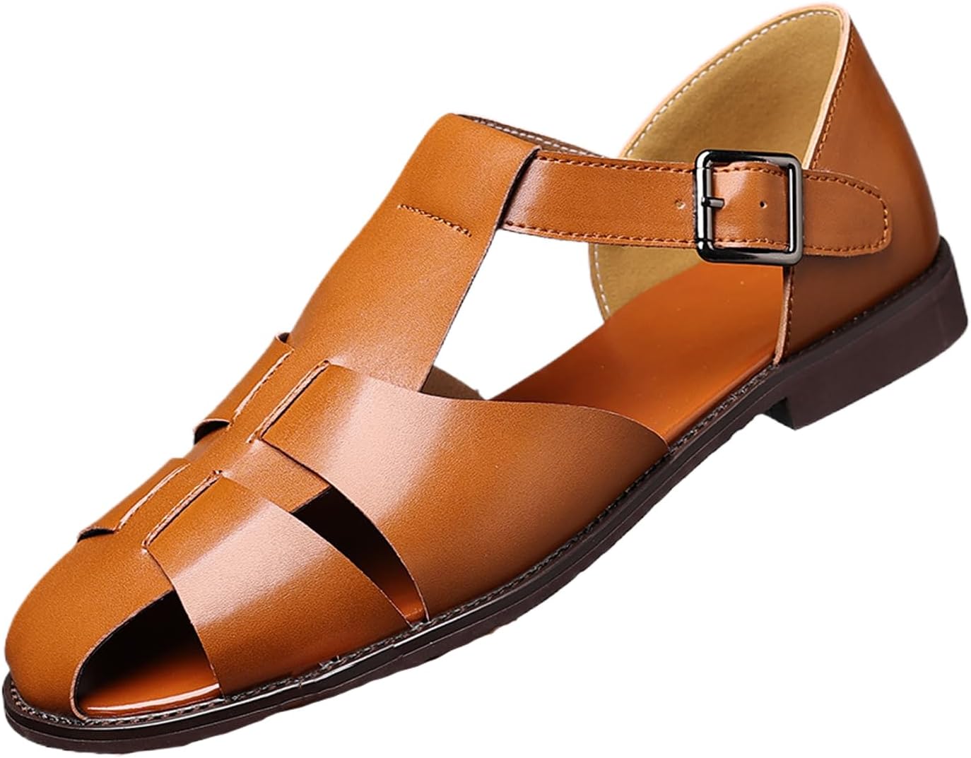 Мужские кожаные босоножки с открытой подошвой и пряжкой, удобные с круглым носком, дышащие, с низким каблуком, противоскользящие римские сандалии для отдыха, работы и вождения Fifilapin, коричневый
Мужские кожаные босоножки с открытой подошвой и пряжкой, удобные с круглым носком, дышащие, с низким каблуком, противоскользящие римские сандалии для отдыха, работы и вождения Fifilapin, коричневый