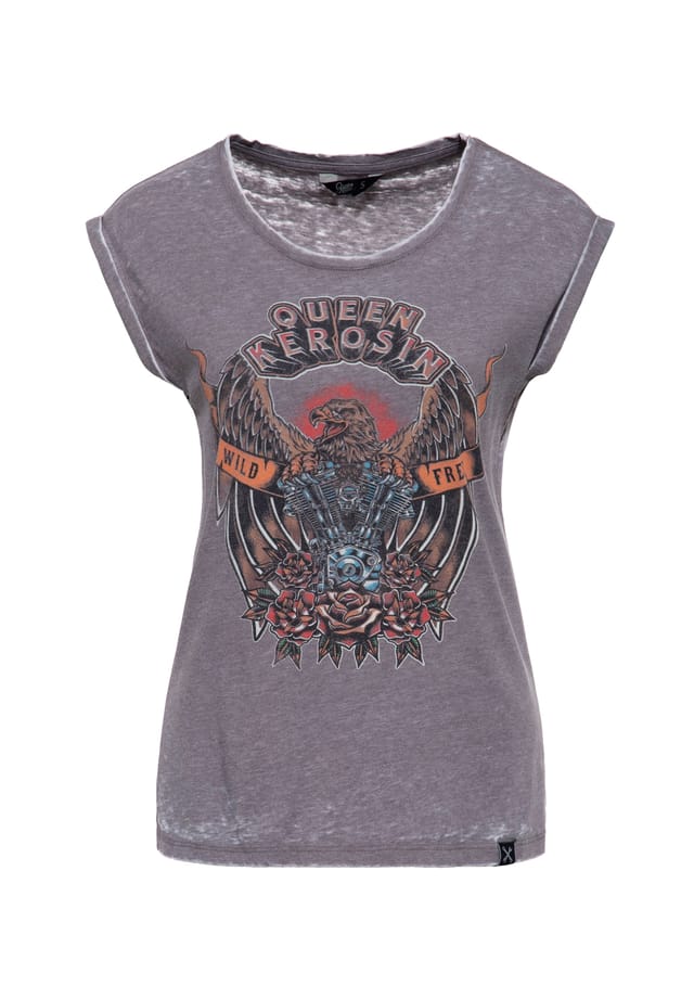 Футболка с винтажным стилем дикая и свободная Queen Kerosin, серый
Футболка с винтажным стилем дикая и свободная Queen Kerosin, серый
