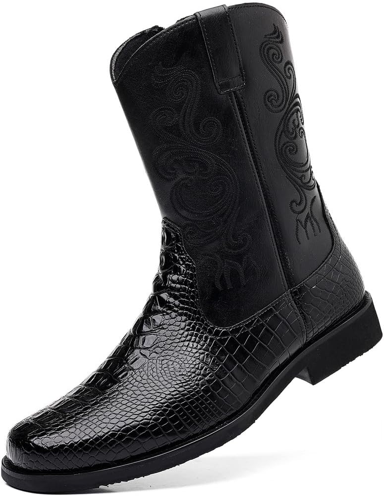 Мужские ковбойские сапоги Santimon из крокодиловой кожи, боковая молния, средняя голень, широкий квадратный носок, черный
Мужские ковбойские сапоги Santimon из крокодиловой кожи, боковая молния, средняя голень, широкий квадратный носок, черный