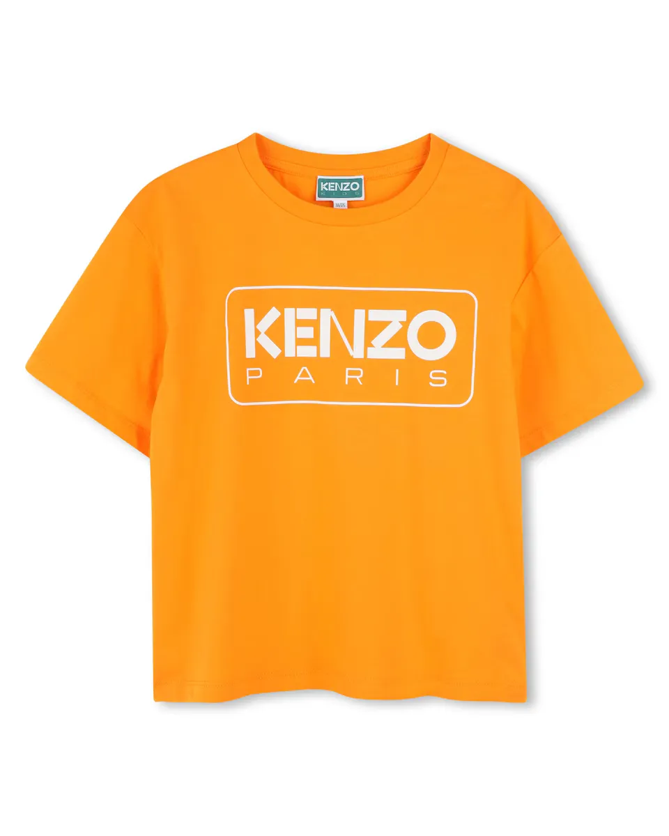 Футболка из хлопка для девочки с логотипом спереди Kenzo Kids, оранжевый
Футболка из хлопка для девочки с логотипом спереди Kenzo Kids, оранжевый