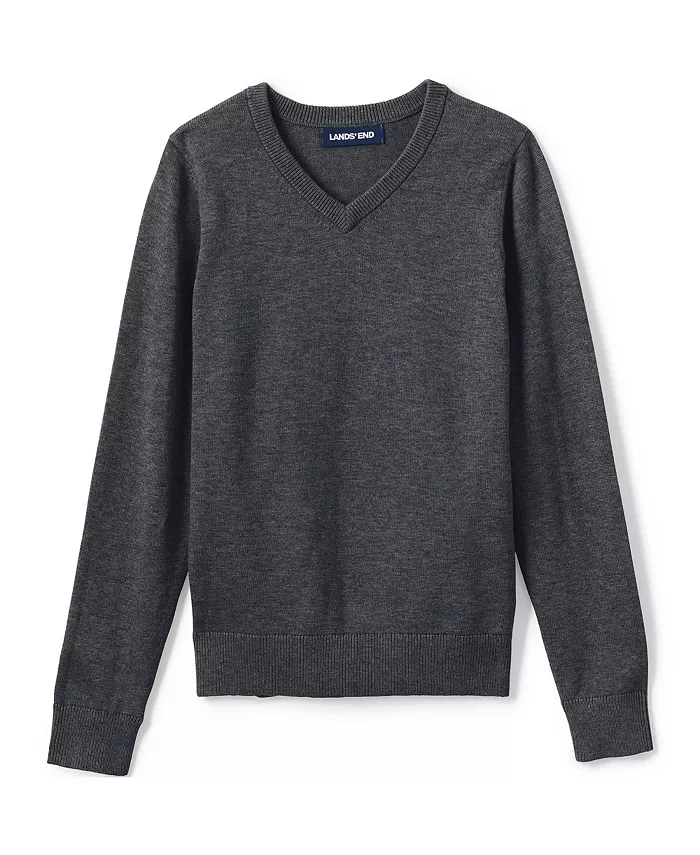 Мальчиковый школьный вязаный свитер с V-образным вырезом из хлопка и модала Lands' End, серый
Мальчиковый школьный вязаный свитер с V-образным вырезом из хлопка и модала Lands' End, серый