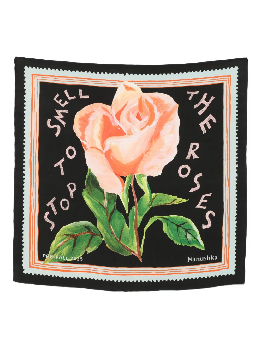 Шелковый платок с принтом Nanushka, черный
Шелковый платок с принтом Nanushka, черный