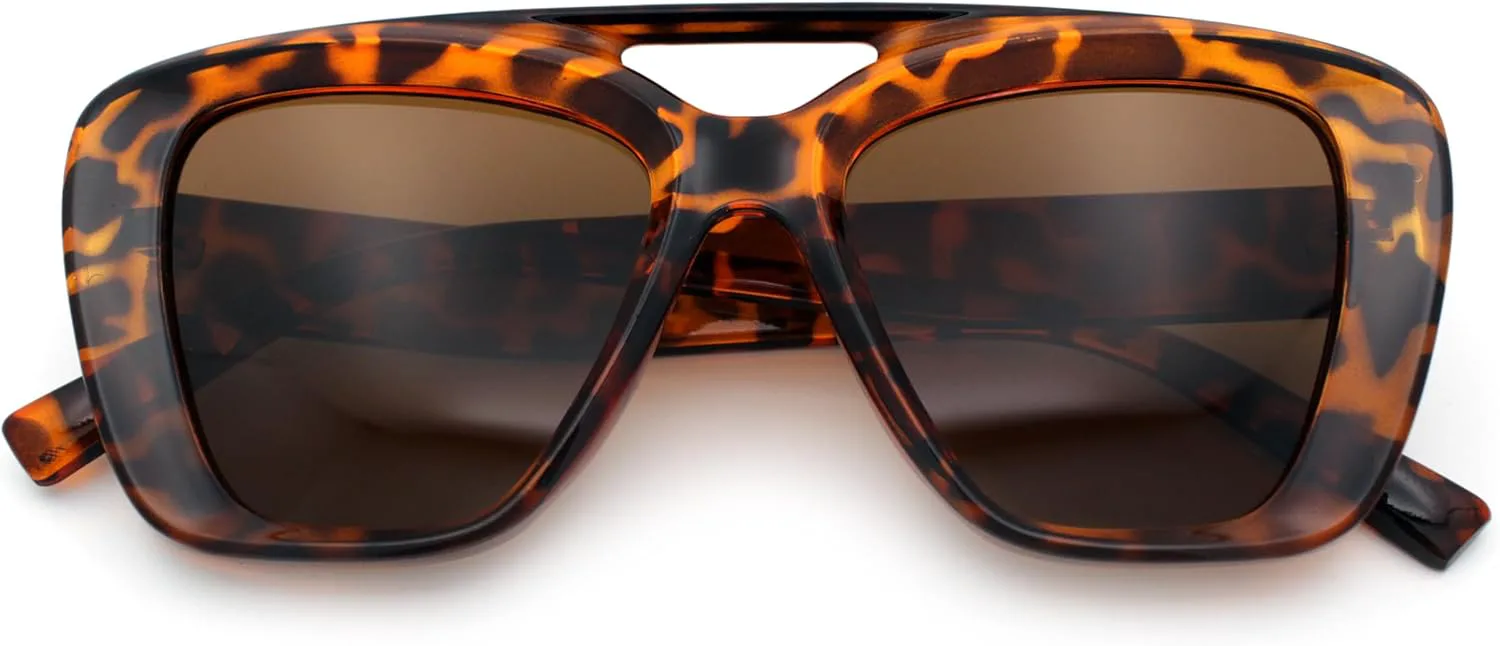 SA106 Женские солнцезащитные очки большого размера, прямоугольные, из толстого пластика, в форме «кошачий глаз», с плоской верхней частью, Tortoise - Brown
SA106 Женские солнцезащитные очки большого размера, прямоугольные, из толстого пластика, в форме «кошачий глаз», с плоской верхней частью, Tortoise - Brown