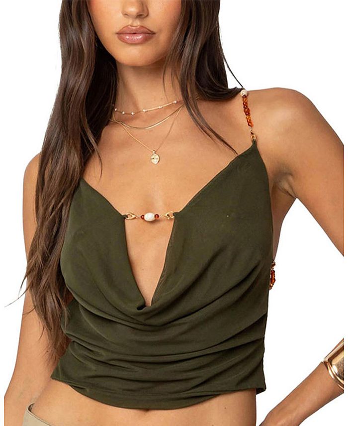 Топ с глубоким капюшоном и вырезом на спине, украшенный бисером Edikted, зеленый
Топ с глубоким капюшоном и вырезом на спине, украшенный бисером Edikted, зеленый