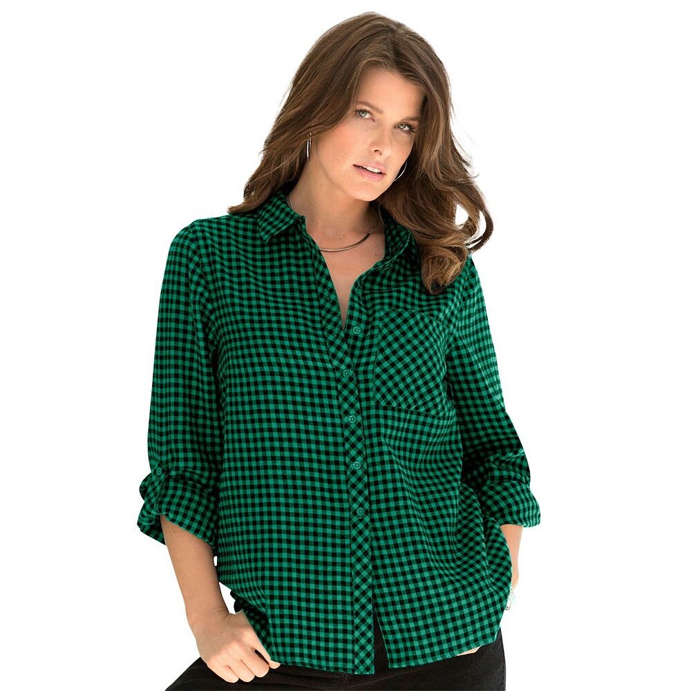 Женская рубашка больших размеров Frankie Big от Roaman Roaman's, цвет Midnight Vine Plaid 
Женская рубашка больших размеров Frankie Big от Roaman Roaman's, цвет Midnight Vine Plaid