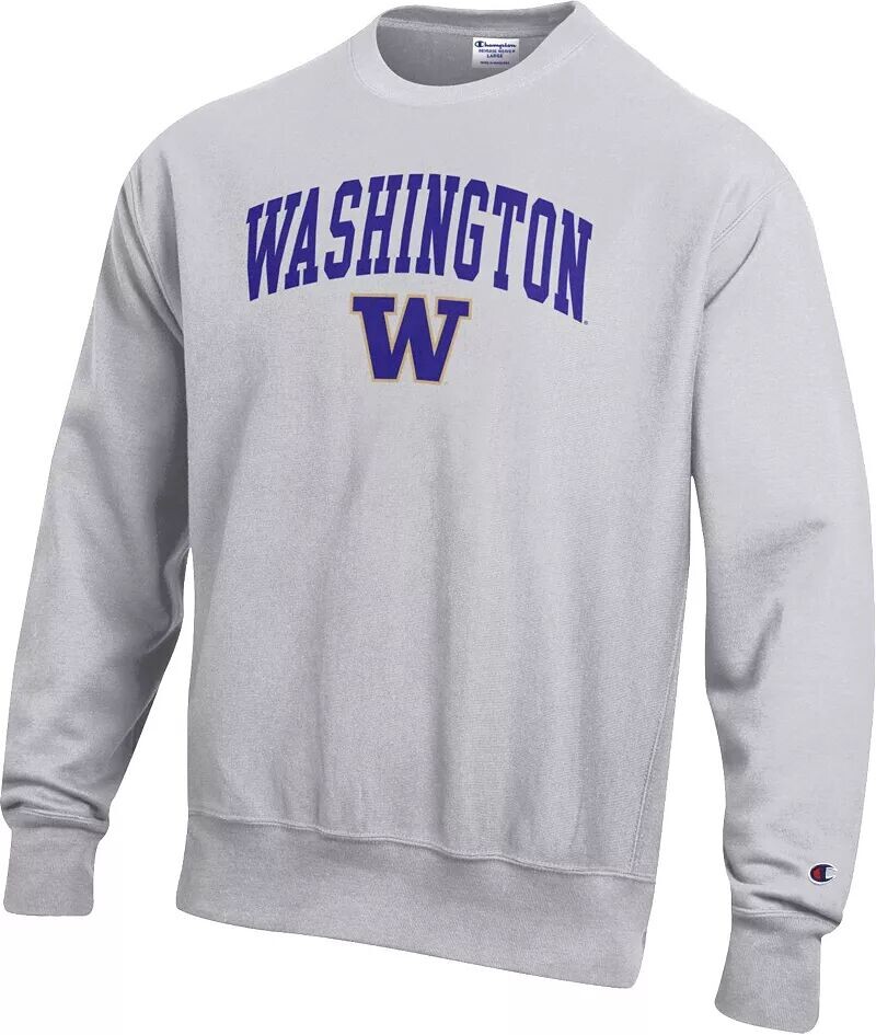 Мужская серая толстовка с круглым вырезом с обратным плетением Champion Washington Huskies
Мужская серая толстовка с круглым вырезом с обратным плетением Champion Washington Huskies