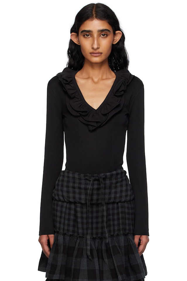 Боди с оборками Open Yy, черный
Боди с оборками Open Yy, черный