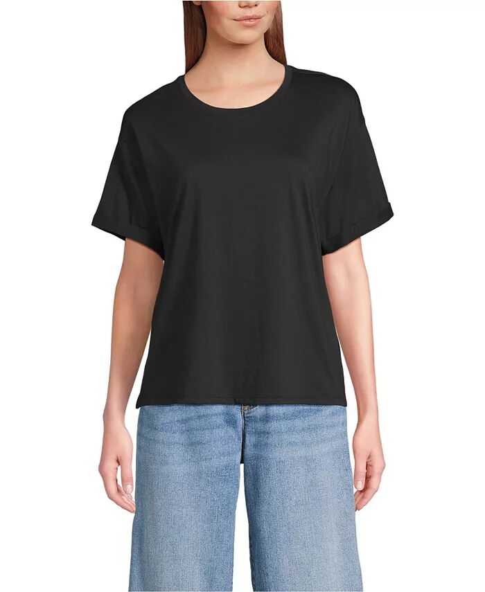 Женская свободная футболка Supima с коротким рукавом и круглым вырезом Lands' End, черный
Женская свободная футболка Supima с коротким рукавом и круглым вырезом Lands' End, черный