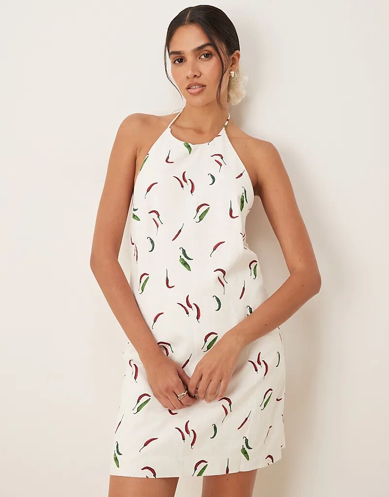 Мини-платье из льняной смеси с вырезом халтер и открытой спиной от Abercrombie & Fitch в перцевом цвете
Мини-платье из льняной смеси с вырезом халтер и открытой спиной от Abercrombie & Fitch в перцевом цвете