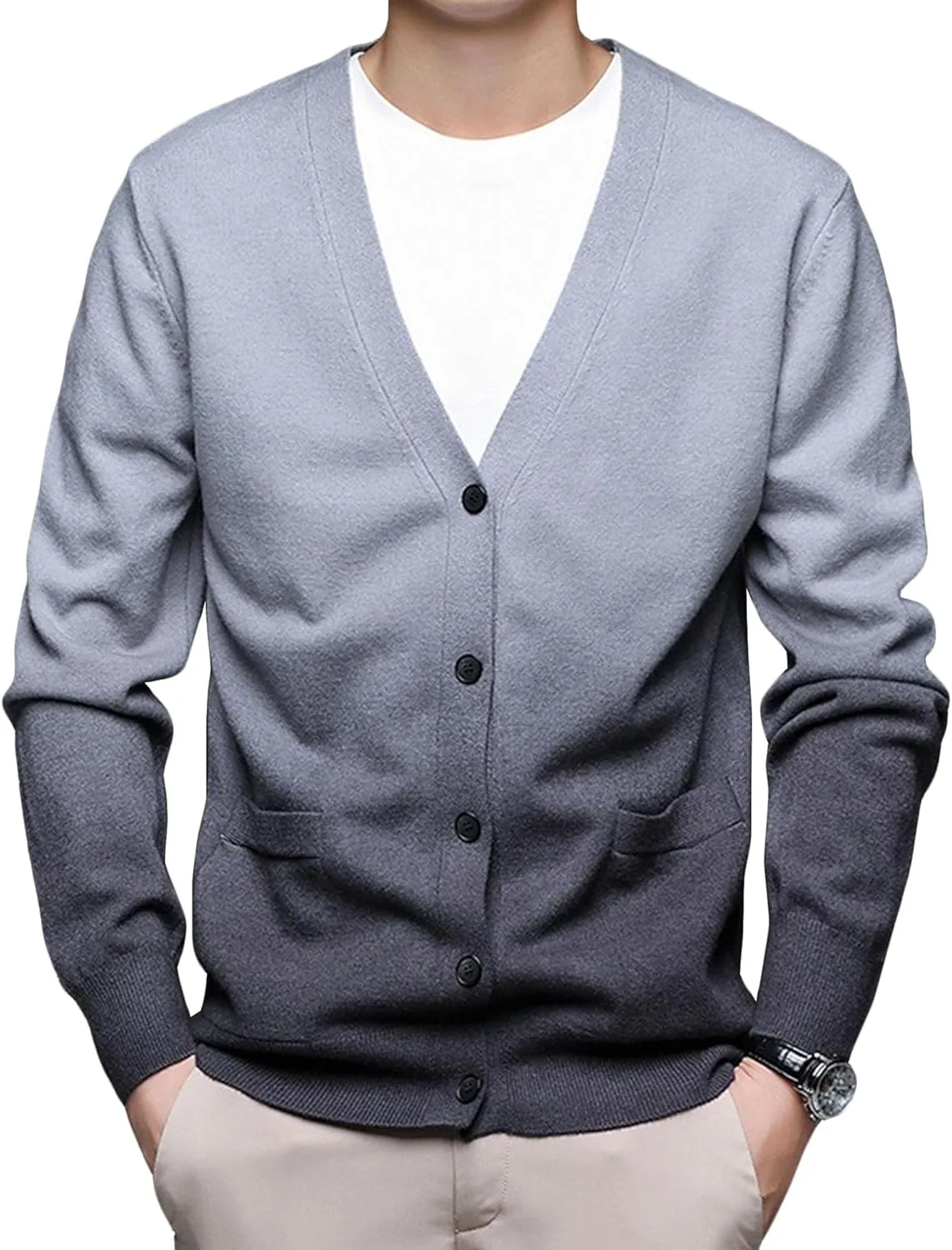 Мужской кардиган с V-образным вырезом и пуговицами, легкий вязаный свитер Slim Fit SWJGLITTR
Мужской кардиган с V-образным вырезом и пуговицами, легкий вязаный свитер Slim Fit SWJGLITTR