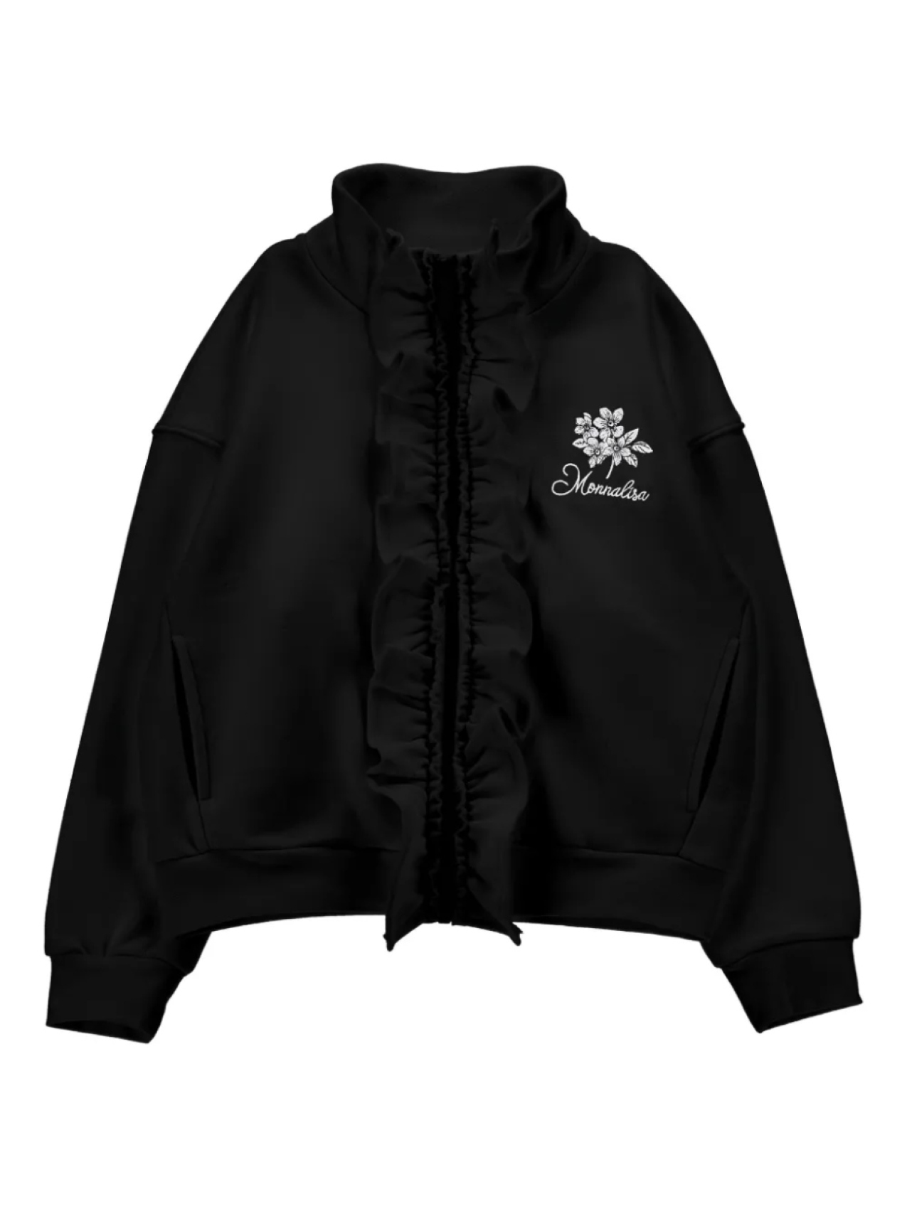Monnalisa толстовка с оборками, черный 
Monnalisa толстовка с оборками, черный