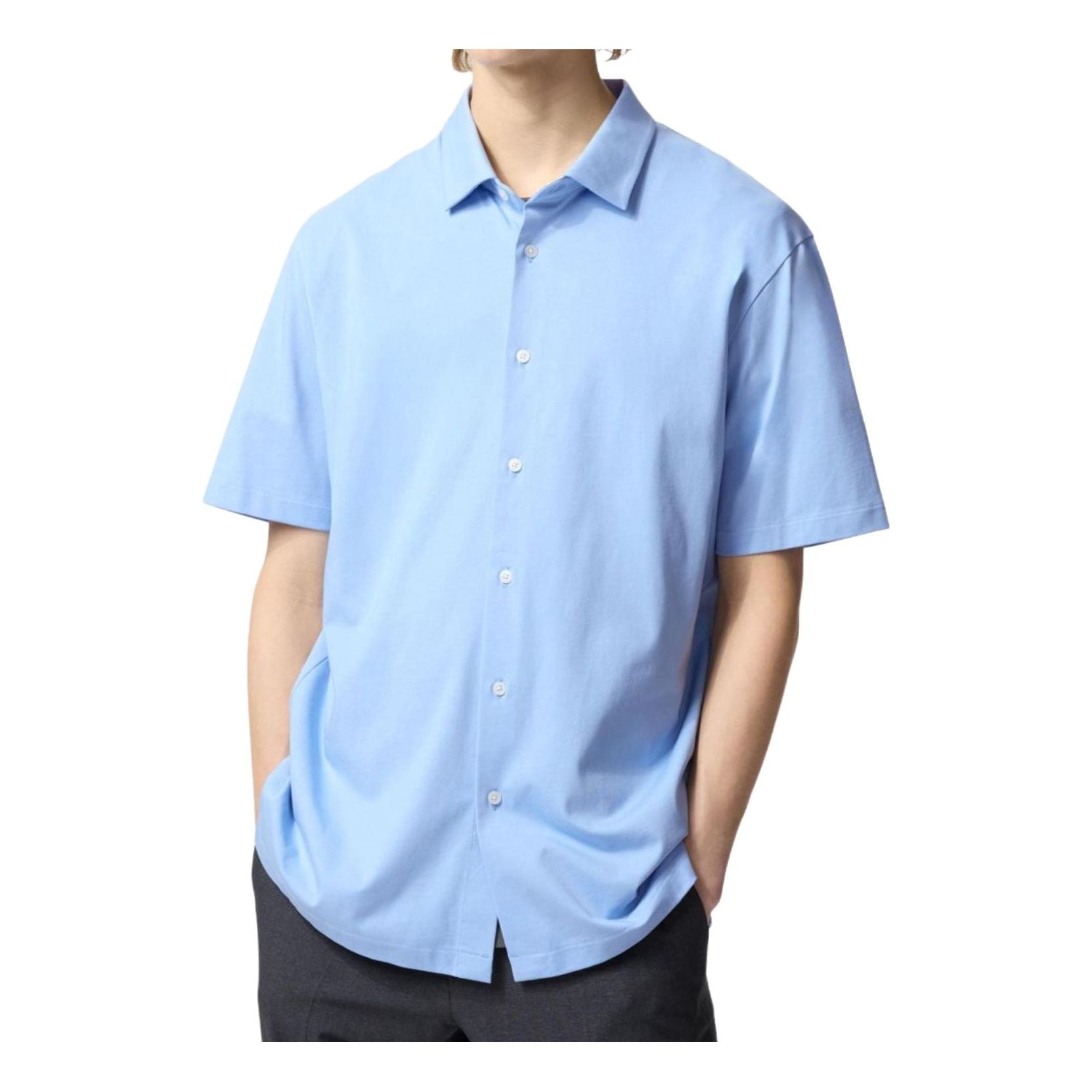 Поло Uniqlo AIRism в стиле рубашки, синий
Поло Uniqlo AIRism в стиле рубашки, синий