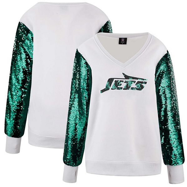 Женский белый свитшот New York Jets с пайетками на рукавах и v-образным вырезом Cuce
Женский белый свитшот New York Jets с пайетками на рукавах и v-образным вырезом Cuce