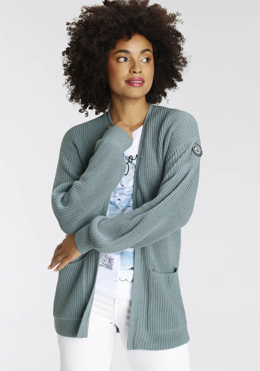 Кардиган KangaROOS, выполнен из уютного трикотажа, серый
Кардиган KangaROOS, выполнен из уютного трикотажа, серый