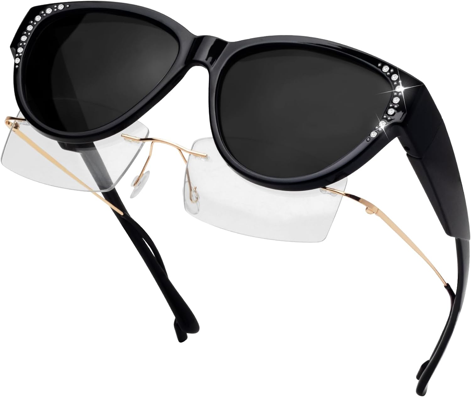 Солнцезащитные очки с поляризованными линзами и стразами, надеваемые поверх обычных очков, легкие, с защитой от УФ-излучения UV400, для женщин Face Shadow, Black Frame / Grey Lens
Солнцезащитные очки с поляризованными линзами и стразами, надеваемые поверх обычных очков, легкие, с защитой от УФ-излучения UV400, для женщин Face Shadow, Black Frame / Grey Lens