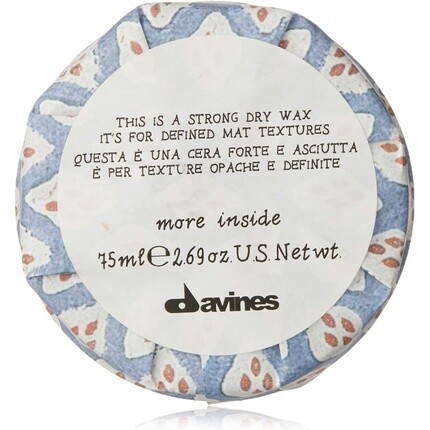 Подробнее Внутри это сильный сухой воск, 75 мл., Davines
Подробнее Внутри это сильный сухой воск, 75 мл., Davines