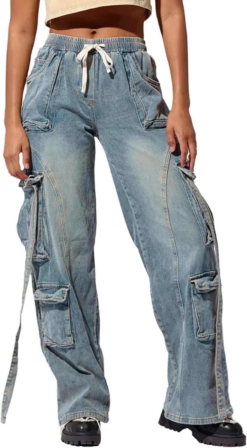 Женские джинсы-карго с завязками и эластичным поясом QLAUYIOE
Женские джинсы-карго с завязками и эластичным поясом QLAUYIOE