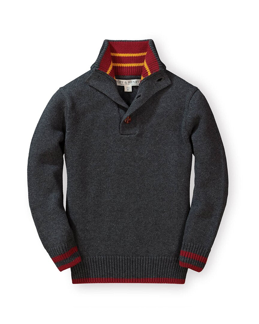 Hope & Henry Свитер с планкой на пуговицах, серый
Hope & Henry Свитер с планкой на пуговицах, серый