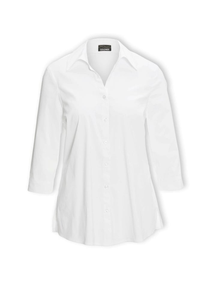 Короткий размер: Эластичная, удобная блузка из хлопка белого цвета. GOLDNER
Короткий размер: Эластичная, удобная блузка из хлопка белого цвета. GOLDNER