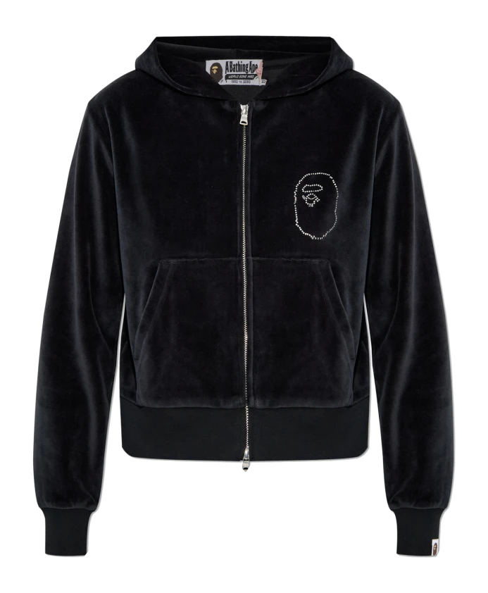 Худи с капюшоном из велюра и изображением головы обезьяны из кристаллического камня. A Bathing Ape, черный
Худи с капюшоном из велюра и изображением головы обезьяны из кристаллического камня. A Bathing Ape, черный