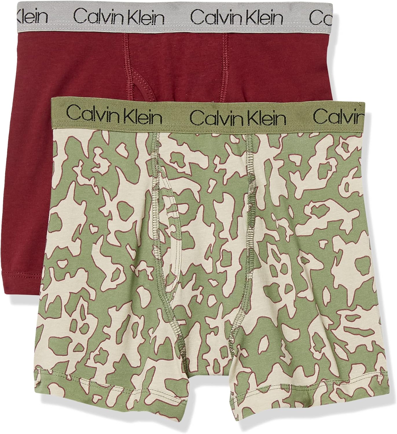 Комплект из двух пар трусов-боксеров Calvin Klein для мальчиков | Премиальный хлопок, комфорт, Olivine Outline Camo/Zinfandel
Комплект из двух пар трусов-боксеров Calvin Klein для мальчиков | Премиальный хлопок, комфорт, Olivine Outline Camo/Zinfandel