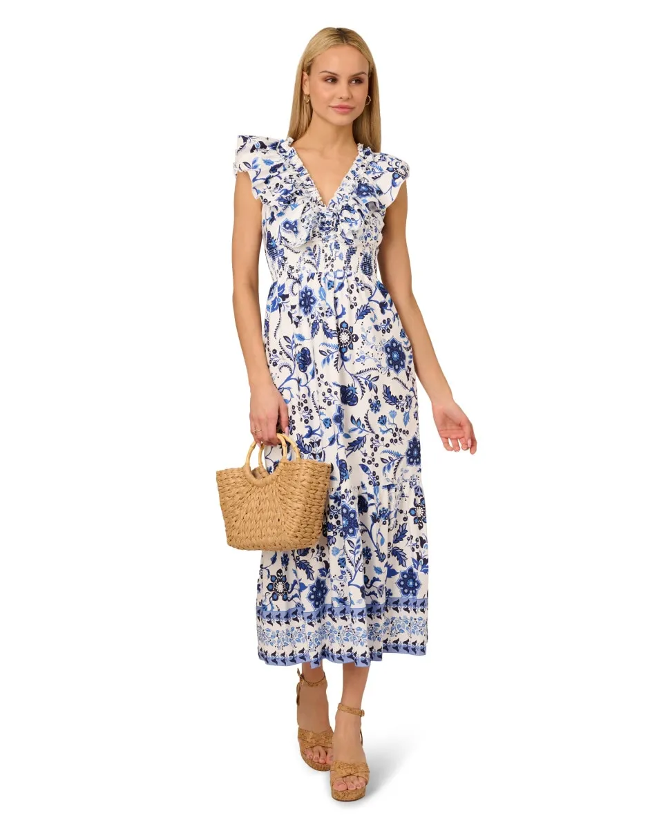 Платье с цветочным принтом и V-образным вырезом Adrianna Papell, белый
Платье с цветочным принтом и V-образным вырезом Adrianna Papell, белый