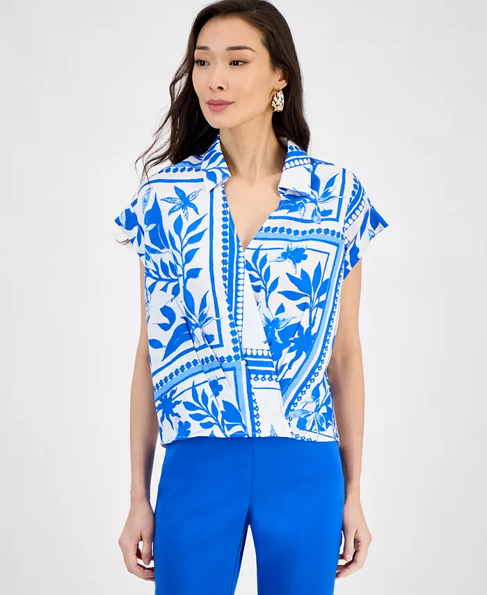 Женская блузка с принтом и короткими рукавами в запах I.N.C. International Concepts, синий
Женская блузка с принтом и короткими рукавами в запах I.N.C. International Concepts, синий